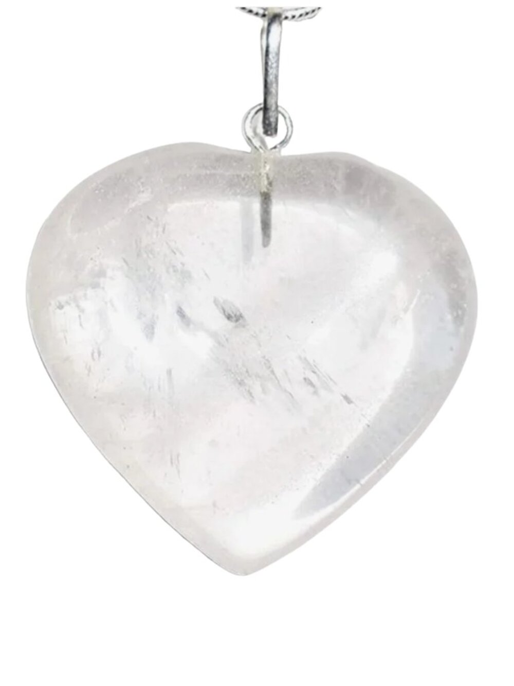 Premium Clear Quartz Heart Necklace “The Stone of Power” & Silver Chain